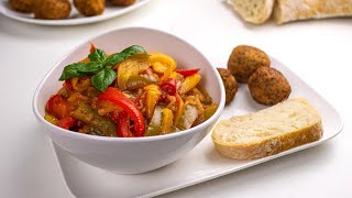 Italian Bell Pepper Stew  Peperonata Recipe  Vegan [upl. by Bradney246]