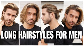 4 LONG HAIRSTYLES FOR MEN  Mens Hair Tutorial [upl. by Celinda]