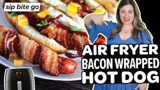 Bacon Wrapped Hot Dogs Air Fryer Recipe [upl. by Noteek950]