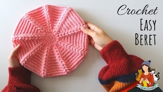 How To Crochet An Easy Beret Hat  Beginner Friendly Tutorial [upl. by Ahsino447]