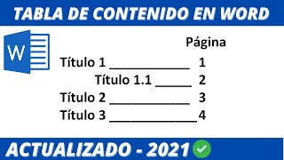 CÓMO CREAR TABLA DE CONTENIDO EN WORD 2019 [upl. by Ainollopa134]