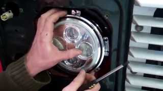 Defender LED headlight upgrade part 3  fitting new bowl amp fitting light [upl. by Julieta]