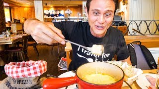 Swiss Food Tour  CHEESE FONDUE and Jumbo Cordon Bleu in Zurich Switzerland [upl. by Acimad]