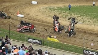 SPRINT CARS at Lincoln Park Speedway  Massive Crashes and Close Dirt Track Racing [upl. by Tiraj112]