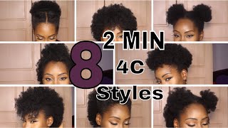 8 SUPER QUICK HAIRSTYLES ON SHORT 4C HAIR [upl. by Noonberg]