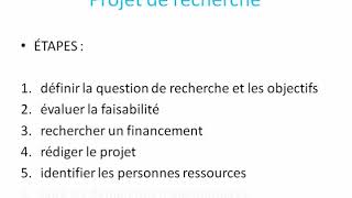 Définition et étapes dun projet de recherche Dr GARGOURI Lamia [upl. by Sola]