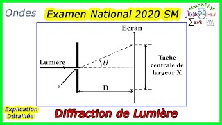 Ondes Lumineuses  Diffraction de Lumière  Examen National 2020  2 Bac SM  Exercice 2 [upl. by Anaibaf]