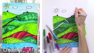 How To Draw a LandscapeArt Lesson For Kids [upl. by Iey]