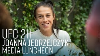 Joanna Jedrzejczyk UFC 211 Media Lunch Scrum [upl. by Eylrahc]