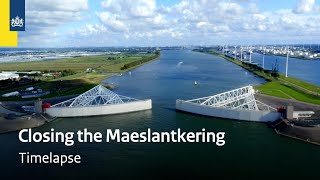 Closing the Dutch Maeslantkering flood defence  Timelapse [upl. by Jerrilee]