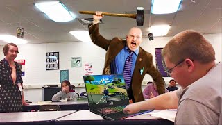 kid CAUGHT playing Fortnite in school EXPELLED [upl. by Letnoj]