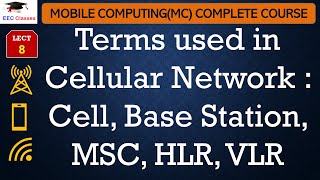 L8 Terms used in Cellular Network  Cell Base Station MSC HLR VLR  Mobile Computing Lectures [upl. by Files]